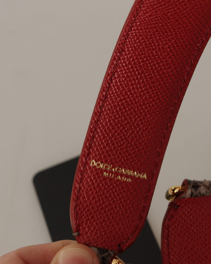 Dolce & Gabbana Brown Python Leather Studded Shoulder Strap