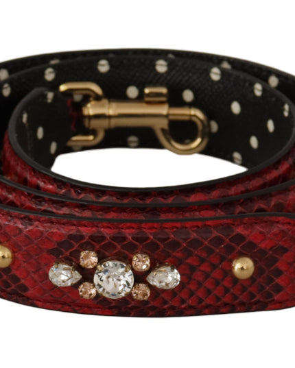 Dolce & Gabbana Red Python Leather Crystals Reversible Shoulder Strap