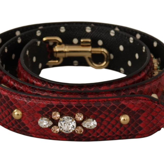 Dolce & Gabbana Red Python Leather Crystals Reversible Shoulder Strap