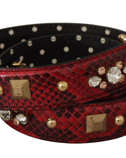 Dolce & Gabbana Red Python Leather Crystals Reversible Shoulder Strap