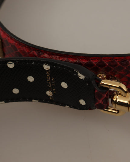 Dolce & Gabbana Red Python Leather Crystals Reversible Shoulder Strap