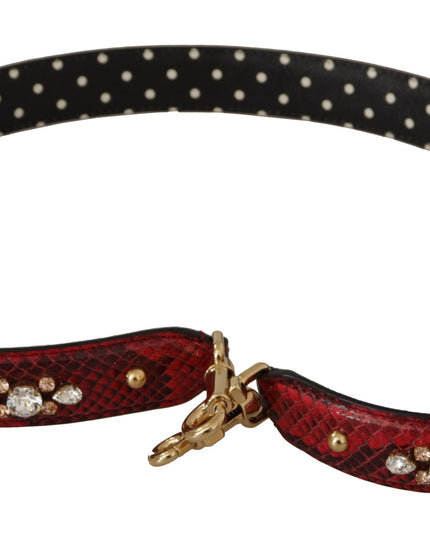 Dolce & Gabbana Red Python Leather Crystals Reversible Shoulder Strap
