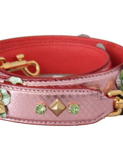 Dolce & Gabbana Metallic Pink Leather Studded Shoulder Strap