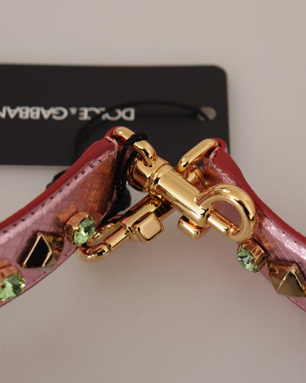 Dolce & Gabbana Metallic Pink Leather Studded Shoulder Strap