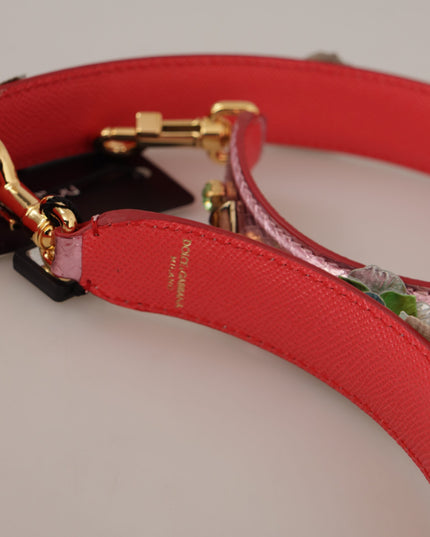 Dolce & Gabbana Metallic Pink Leather Studded Shoulder Strap