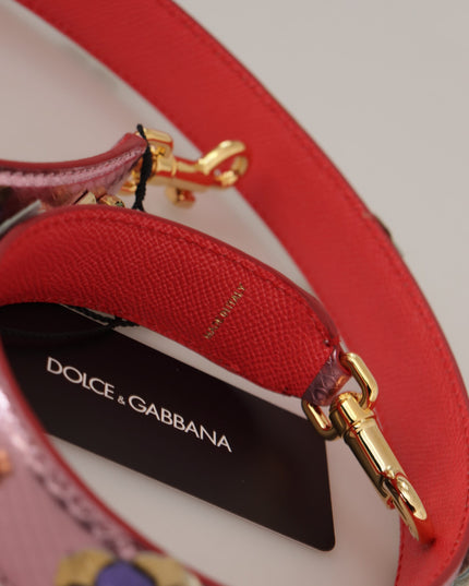 Dolce & Gabbana Metallic Pink Leather Studded Shoulder Strap