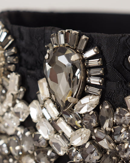 Dolce & Gabbana Black Silk Brass Crystal Embellished Waist Belt