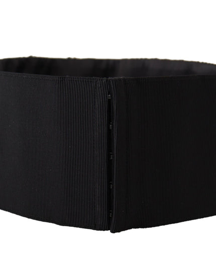 Dolce & Gabbana Black Silk Brass Crystal Embellished Waist Belt