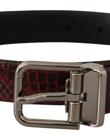 Dolce & Gabbana Red Exotic Leather Metal Logo Buckle Belt