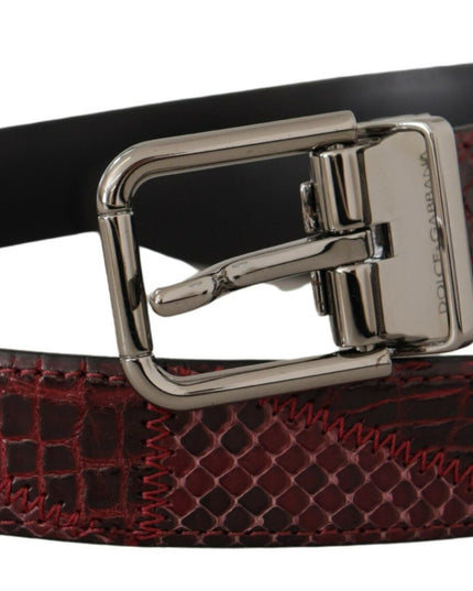 Dolce & Gabbana Red Exotic Leather Metal Logo Buckle Belt