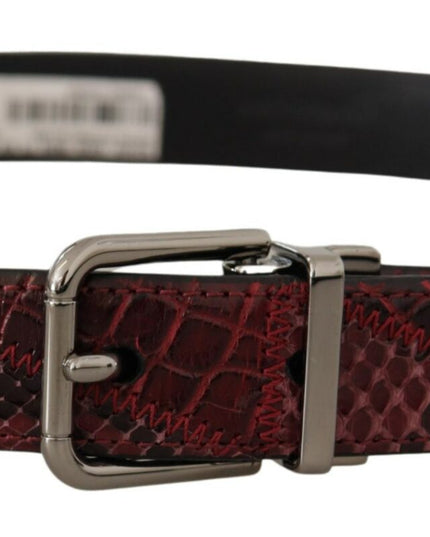 Dolce & Gabbana Red Exotic Leather Metal Logo Buckle Belt