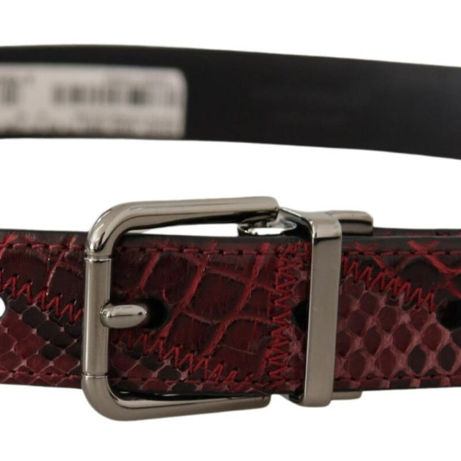 Dolce & Gabbana Red Exotic Leather Metal Logo Buckle Belt