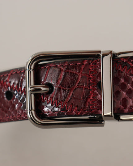 Dolce & Gabbana Red Exotic Leather Metal Logo Buckle Belt