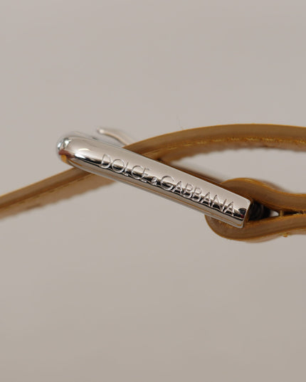 Dolce & Gabbana Yellow Leather Silver Tone Logo Metal Buckle Belt