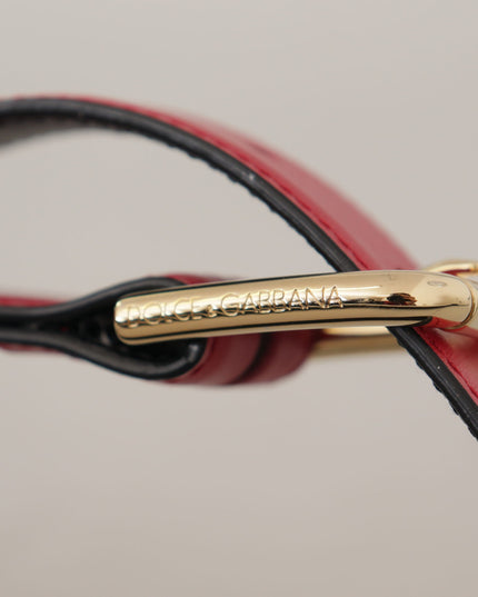 Dolce & Gabbana Red Calf Leather Gold Tone Logo Metal Buckle Belt