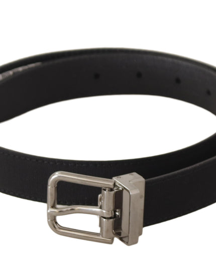 Dolce & Gabbana Black Canvas Leather Silver Tone Metal Buckle Belt