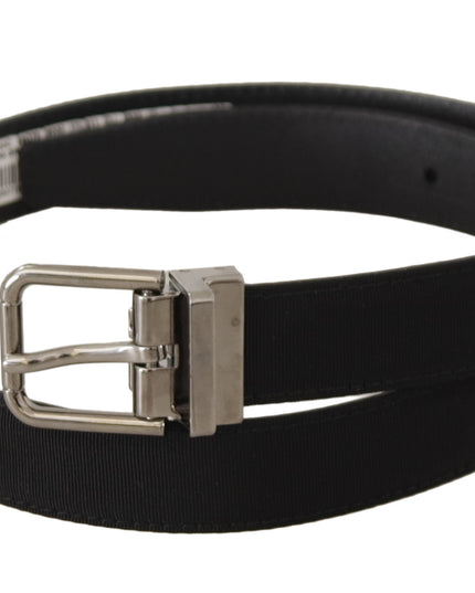 Dolce & Gabbana Black Canvas Leather Silver Tone Metal Buckle Belt