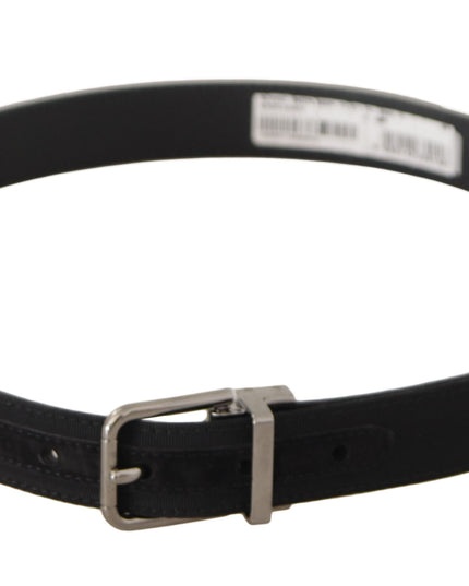 Dolce & Gabbana Black Canvas Leather Silver Tone Metal Buckle Belt