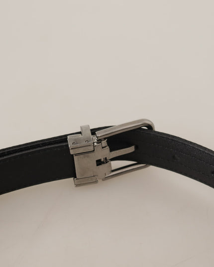 Dolce & Gabbana Black Canvas Leather Silver Tone Metal Buckle Belt