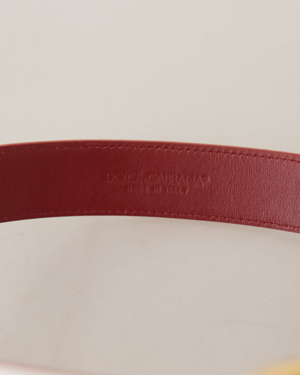 Dolce & Gabbana White Calf Leather Two-Toned Gold Metal Buckle Belt