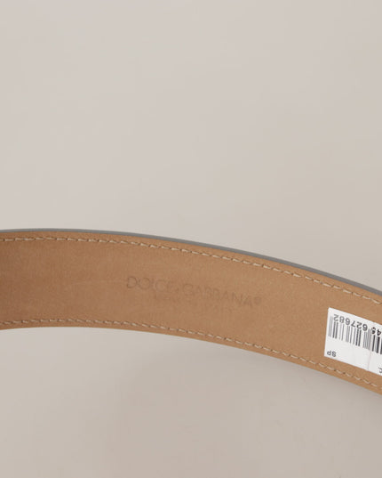Dolce & Gabbana Silver Leather Gold Tone Logo Metal Buckle Belt
