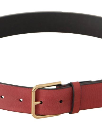 Dolce & Gabbana Red Leather Gold Logo Engraved Metal Buckle Belt