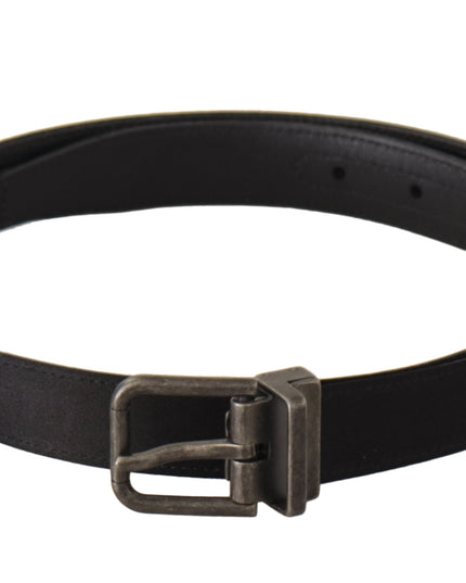 Dolce & Gabbana Black Calfskin Leather Vintage Metal Buckle Belt