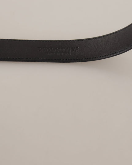 Dolce & Gabbana Black Calfskin Leather Vintage Metal Buckle Belt