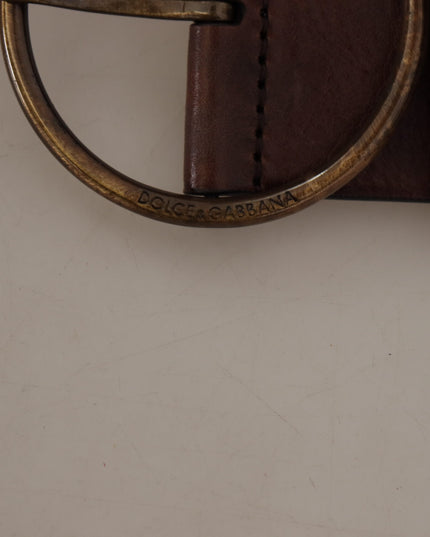 Dolce & Gabbana Dark Brown Wide Waist Leather Metal Round Buckle Belt