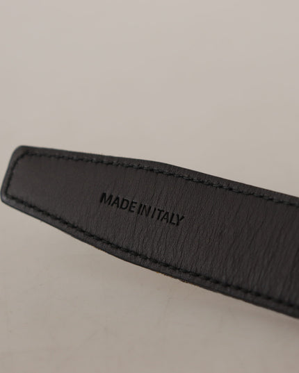 Dolce & Gabbana Navy Blue Jacquard Gold Tone Logo Metal Buckle Belt