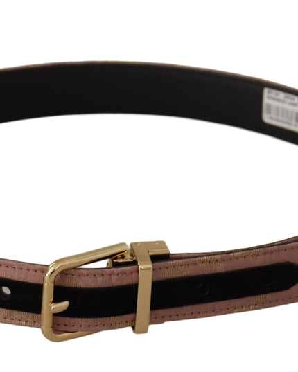 Dolce & Gabbana Rose Gold Leather Logo Engraved Metal Buckle Belt