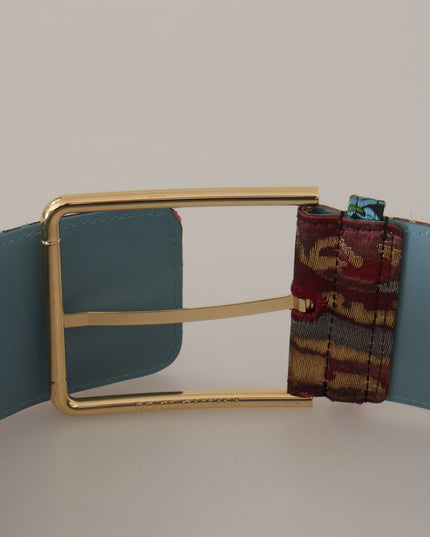 Dolce & Gabbana Multicolor Embroidered Leather Gold Metal Buckle Belt