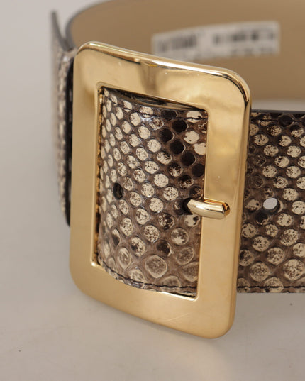 Dolce & Gabbana Brown Exotic Wide Waist Leather Gold Metal Buckle Belt
