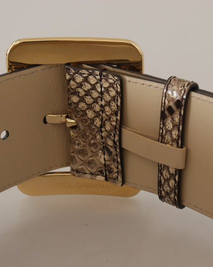 Dolce & Gabbana Brown Exotic Wide Waist Leather Gold Metal Buckle Belt