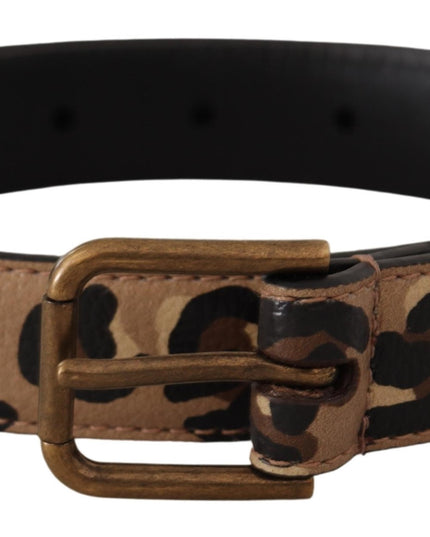 Dolce & Gabbana Brown Leopard Print Vintage Metal Waist Buckle Belt