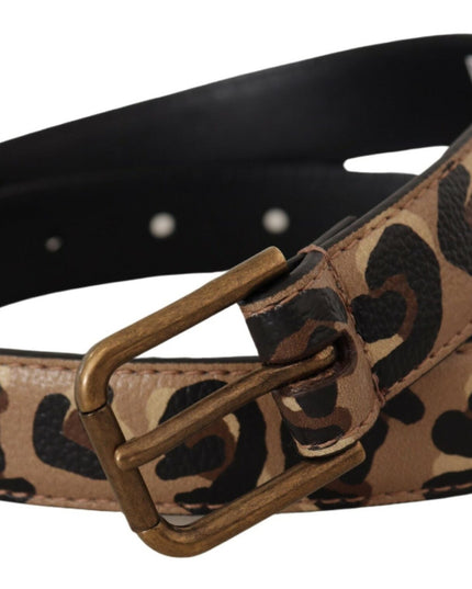 Dolce & Gabbana Brown Leopard Print Vintage Metal Waist Buckle Belt
