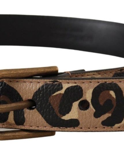 Dolce & Gabbana Brown Leopard Print Vintage Metal Waist Buckle Belt