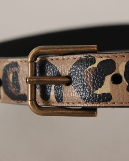 Dolce & Gabbana Brown Leopard Print Vintage Metal Waist Buckle Belt