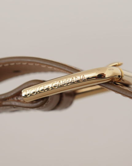 Dolce & Gabbana Bronze Calf Leather Gold Logo Waist Buckle Belt