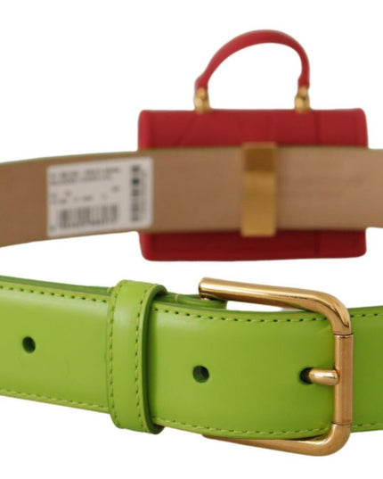Dolce & Gabbana Green Leather Devotion Heart Micro Bag Headphones Belt