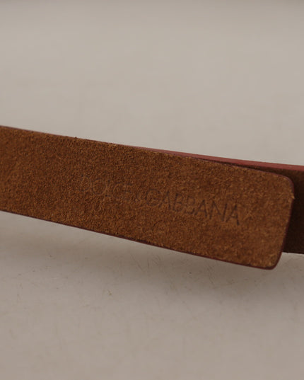 Dolce & Gabbana Brown Logo Engraved Metal Waist Buckle Belt