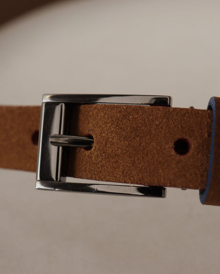 Dolce & Gabbana Brown Logo Engraved Metal Waist Buckle Belt