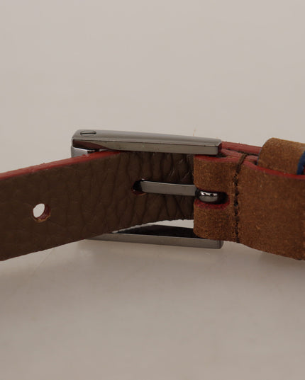 Dolce & Gabbana Brown Logo Engraved Metal Waist Buckle Belt