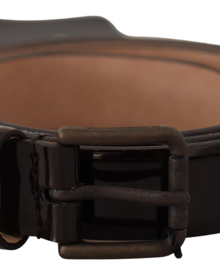 Dolce & Gabbana Black Patent Leather Logo Metal Waist Buckle Belt