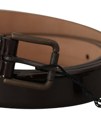 Dolce & Gabbana Black Patent Leather Logo Metal Waist Buckle Belt