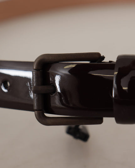 Dolce & Gabbana Black Patent Leather Logo Metal Waist Buckle Belt