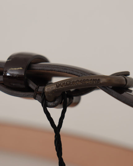 Dolce & Gabbana Black Patent Leather Logo Metal Waist Buckle Belt