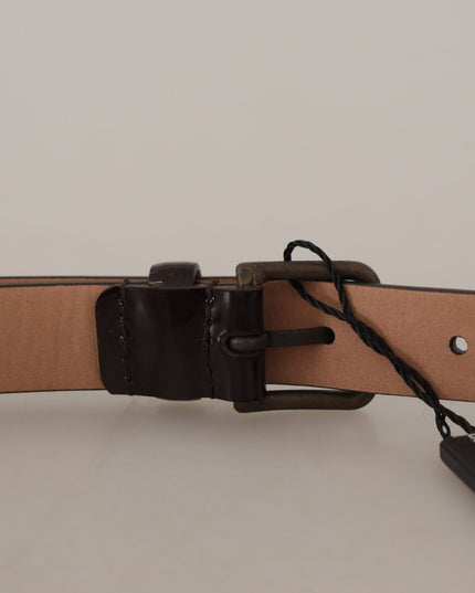 Dolce & Gabbana Black Patent Leather Logo Metal Waist Buckle Belt