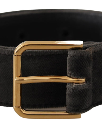 Dolce & Gabbana Brown Velvet Gold Tone Logo Metal Waist Buckle Belt