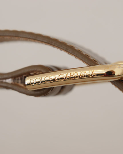 Dolce & Gabbana Bronze Leather Gold Logo Engraved Waist Buckle Belt